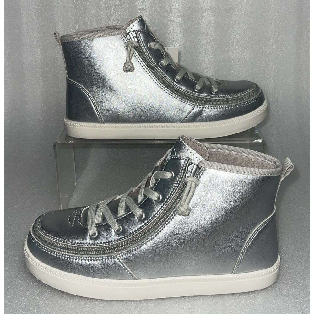 Billy Footwear Haring Silver High Top Zip Up Fashion‎ Sneakers Girls Size 5 NEW
